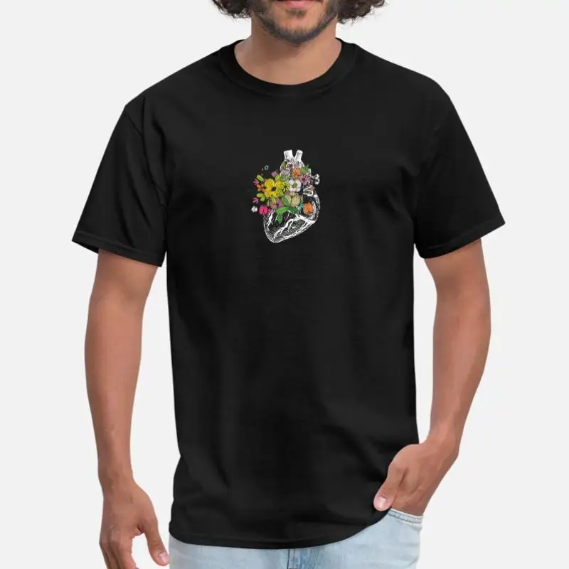 

The New Retro Floral Anatomical Human Heart Men's T Shirt Woman Round Neck Fitted Tee Shirt Plus Size S-5xl Clothes Tee Top