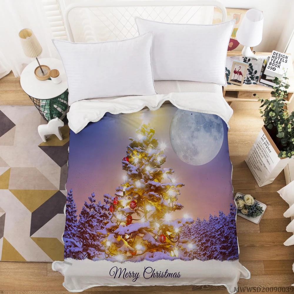 

Milsleep Purple Christmas Tree printing Christmas Blankets 2021 New Custom Soft Warm Blankets Drop Shipping