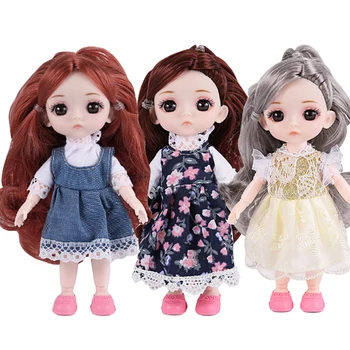 

16cm simulation princess dolls toy for girls long hair dress doll