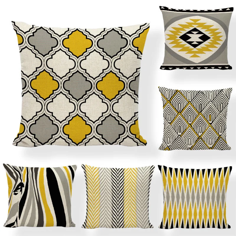 

Cushion Cover Sofa Mat Set Geometric Pattern Letters Diamond Pad Set Wave Stripes Yellow Blue Pillow Cover European Pillow Case