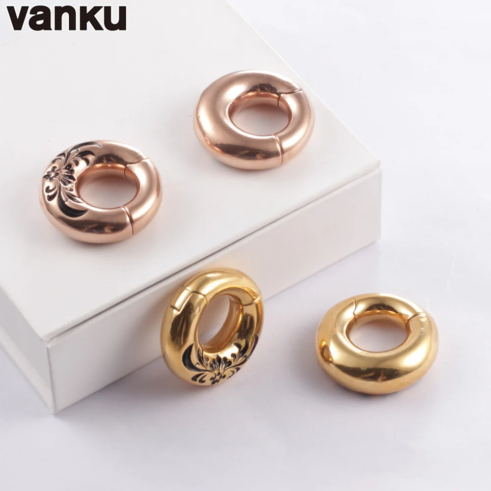 Vanku 316L 스테인레스 스틸 펑크 라운드 자기 귀 무게 확장기 들것 플러그 터널 게이지 귀걸이 바디 피어 싱 쥬얼리