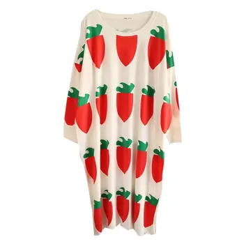 

Oversized Summer Loose Women Cartoon Sleepwear Leisure Short Sleeve Thin Nightgowns Printing Fruits Big Size Nightdress with Bag