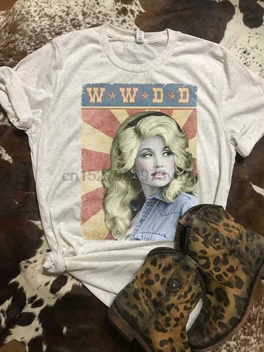 Dolly Parton WWDD What Would Dolly Parton Do Женская футболка из белого хлопка