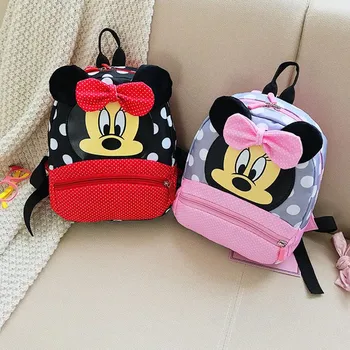 

Cute Children's Kindergarten Primary School Cartoon Travel Backpack Mickey Minnie Bowknot Backpack Boys Girl Bags 2-7 Years New