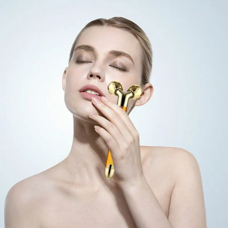 Новый массажер для лица Gold Stick 24K 3D роликовый с контролем полезный массажный ролик