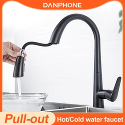 New Brushed Nickel Kitchen Faucet Single Hole Pull Out Spout Kitchen Sink Mixer Tap Stream Sprayer Head Hot And Cold Mixer Tap