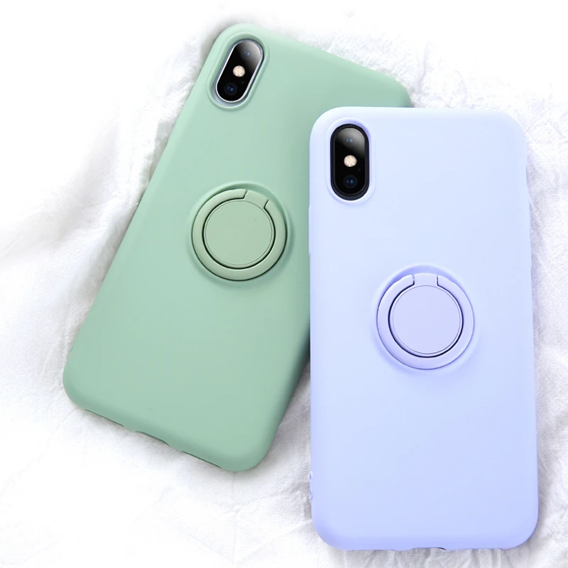 

Soft Silicone,Cover,Case For iPhone 7 8 6 6S Plus X XS S 11 Pro Max Phone Bracket Stand Ring Holder Armor Back Covers iPhone7 On