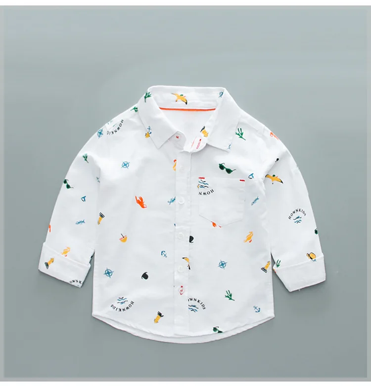 Kids Boys Shirts Autumn Long Sleeve Printing Toddler Shirts For Boys Cotton Fashion Brand Baby Girls Tops Children Shirts D