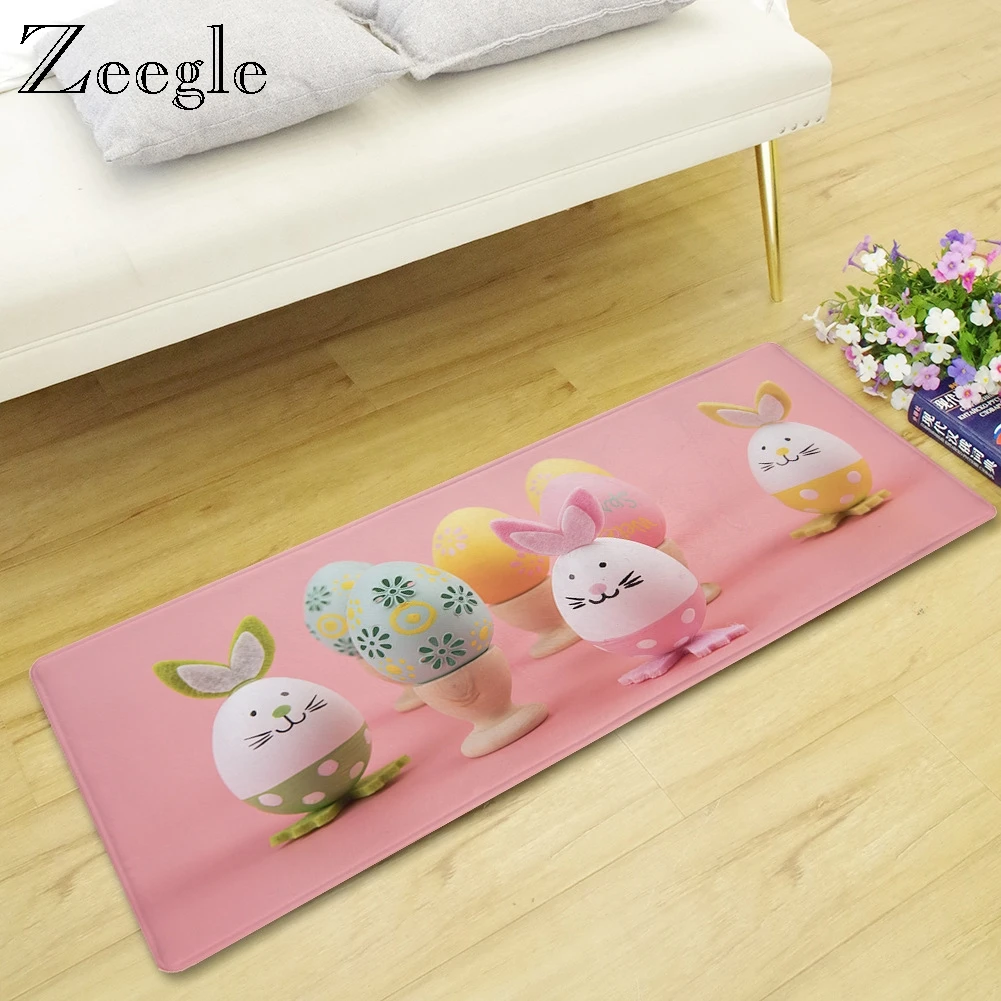 Ковер Zeegle для кухни коврик с пасхальными украшениями нескользящий напольный