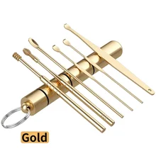 6 Pcs/Set Ear Wax Removal Cleaner Stainless Steel Spiral Ear Pick Spoon Multifunction Portable Ear Pick Ear Care Beauty Tools