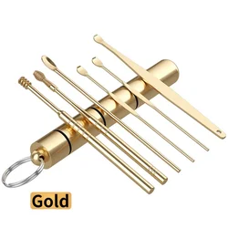 6 Pcs/Set Ear Wax Removal Cleaner Stainless Steel Spiral Ear Pick Spoon Multifunction Portable Ear Pick Ear Care Beauty Tools