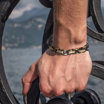 

MEN'S BYZANTINE CUFF BRACELET IN STAINLESS STEEL ASSORTED COLORS BYZANTINE JEWELRY