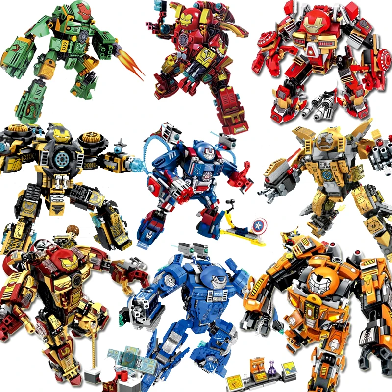 Tony Stark Armor Hulk Infinity war строительные блоки машина MK44 Hulkbuster патриот с фигурками