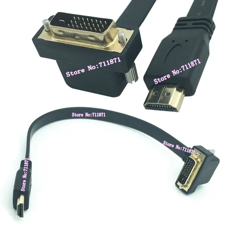 30 см короткий кабель DVI HDMI линия 90 градусов изогнутый под прямым углом Кабель DVI-HDMI