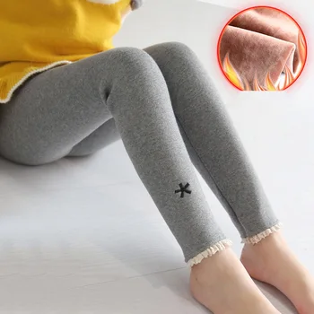 

Kids Thick Leggings Autumn Winter Velvet Trousers Baby Girls Warm Pants New Sweet Solid Lace Leggings Children Clothing 2020