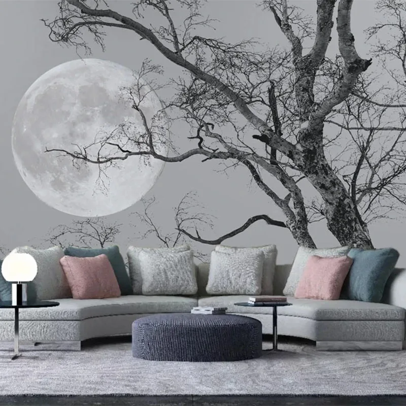 

Пользовательские Настенные обои персонализированные современные 3D ветки Луны дерева фон настенная живопись для гостиной спальни домашний декор обои