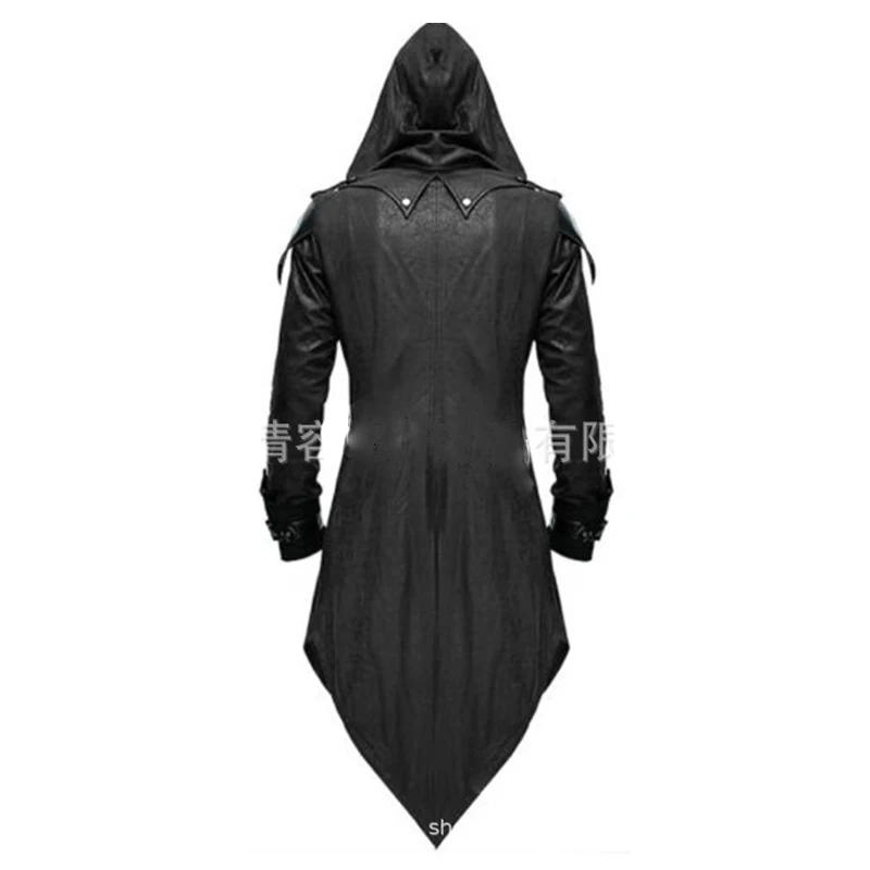 Assassin's Creed Cosplay Jackets for Men and Women - Hooded PU Streetwear Outwear - Edward Assassin's Creed Halloween Costume image 3