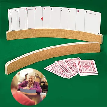 

Curved Wooden Playing Card Holder 14 Inch Wooden Playing Card Holders, Set of 2 Wooden playing card rack Leisure Products new #9