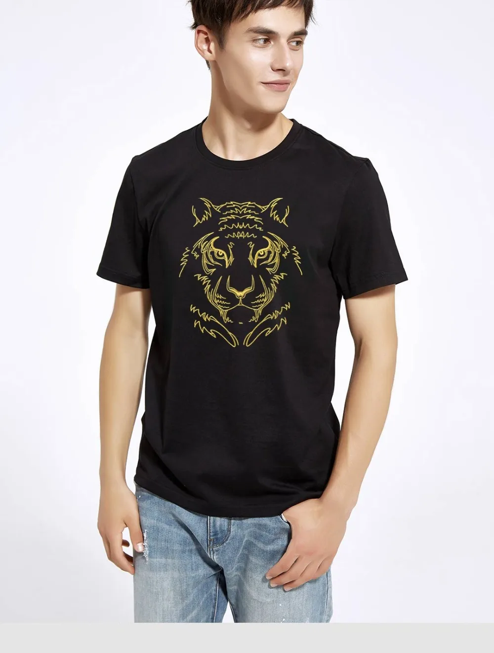 Xiaomi MIKEBOY fashion Embroidered tiger head T-shirt Comfortable and cool summer men Leisure sport embroidery Short sleeve