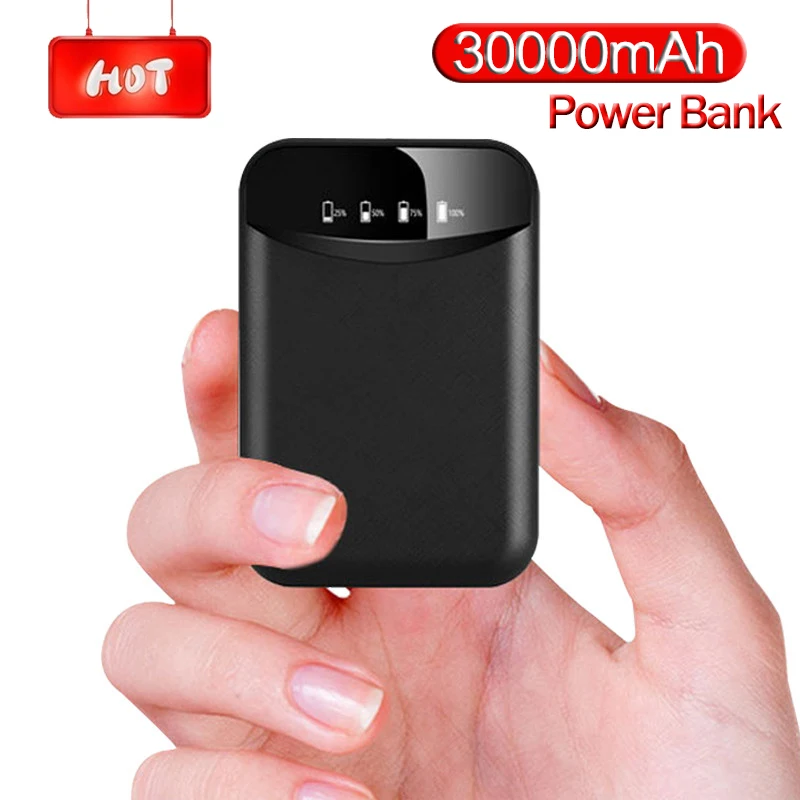 Mini 30000 MAh Power Bank Phone Charger Outdoor Travel Portable Powerbank for Smartphones LED Lighting External Battery Pack | Мобильные