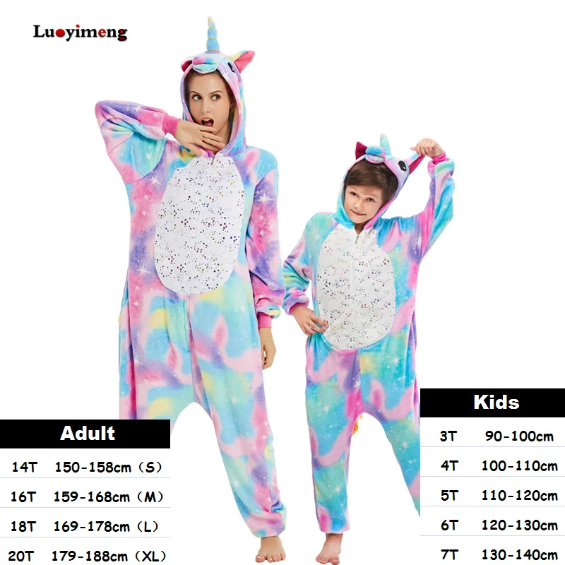 Зимняя одежда для девочек; пижамы для взрослых с единорогом; пижамы кигуруми для женщин; комбинезон для детей с изображением животных; пижамы для костюмированной игры - Цвет: new star