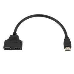 2018 Горячая оптовая продажа 1 шт. цена черный HDMI 1 до 2 сплиттер кабель мужчин и женщин M/F 1 в 2 из адаптер конвертер