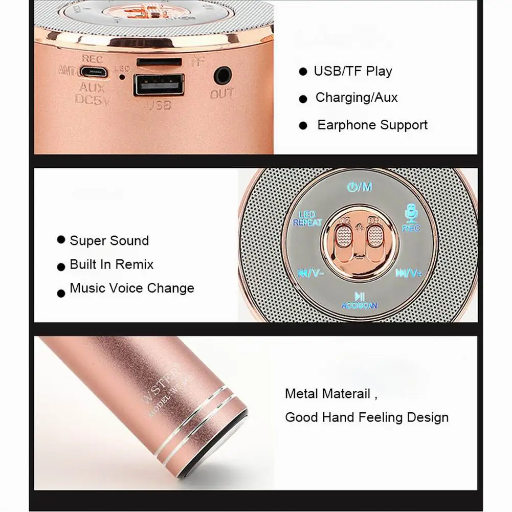 WS-668 профессиональный Bluetooth беспроводной микрофон ручной караоке живой стерео микрофон Портативный KTV музыкальный плеер с динамиком