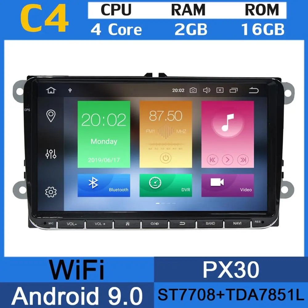 4Core 2G RAM 16G GB " Android 9,0 PX6 4 Гб+ 64 ГБ Автомобильный DVD gps радио плеер для VW Passat CC Polo GOLF 5 6 блок EOS T5 Sharan Jetta Tiguan Seat Altea - Цвет: 4Core 2G RAM 16G GB