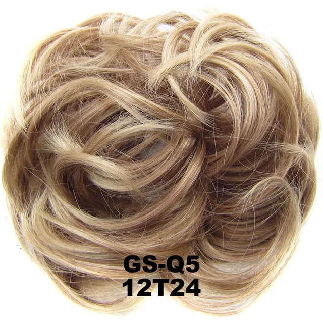 Jeedou Messy Chignon Donut Hair Bun Pad Elastic Hair Rope Rubber Band Synthetic Hairpiece Gary Brown Color 12T24