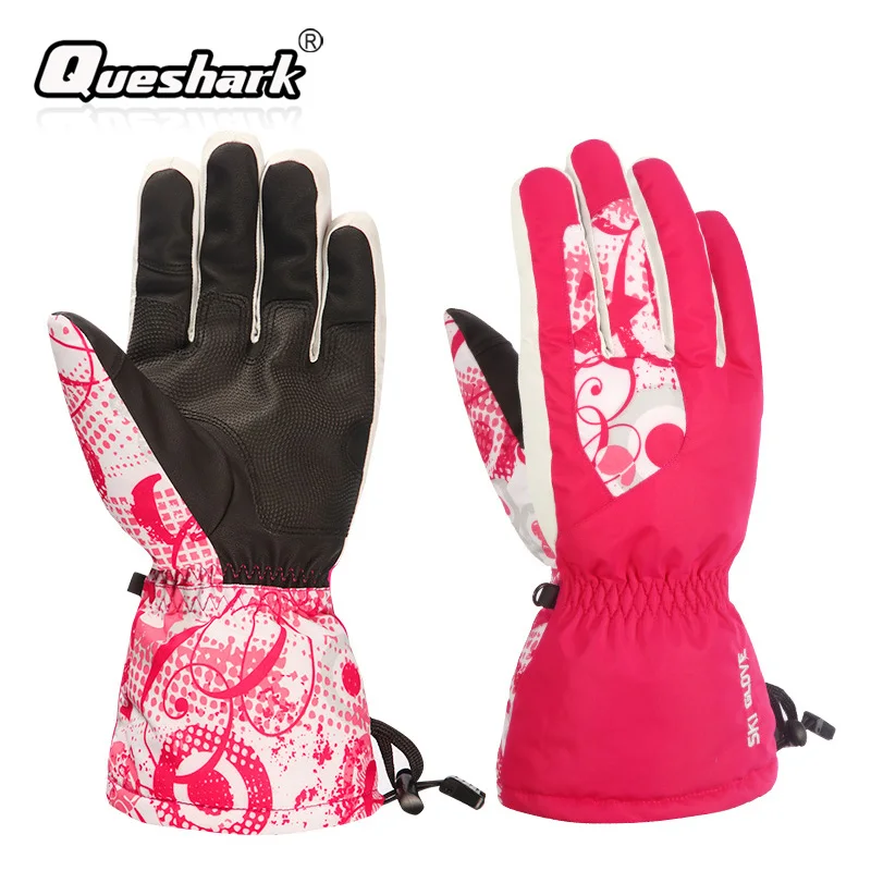 Men Women Printed Adjustable Touch Screen Skiing Gloves Outdoor Winter Warm Snow Gloves Bicycle Snowboard Skating Mittens