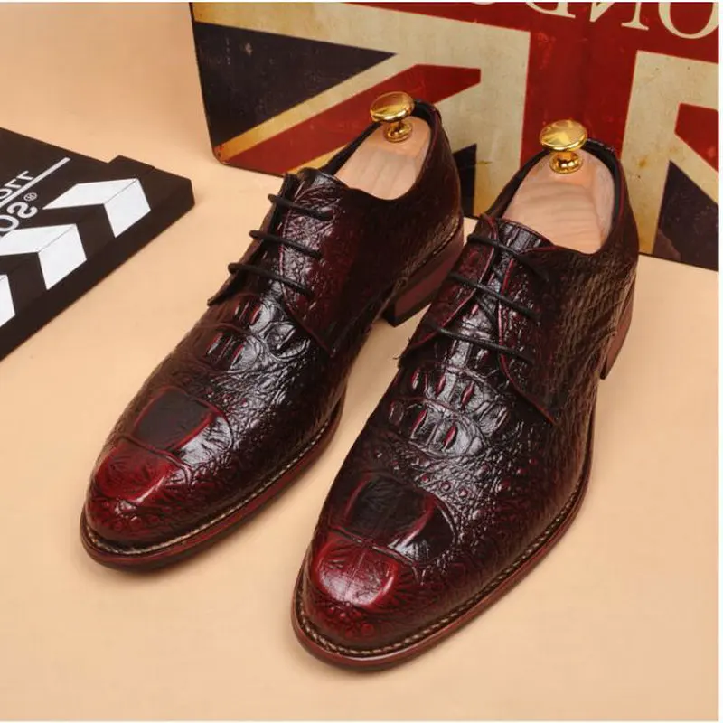 

High Quality Men Crocodile pattern Shoes Fashion Men Formal Shoes Pointed Business Shoes Oxfords Leather shoes A53-94