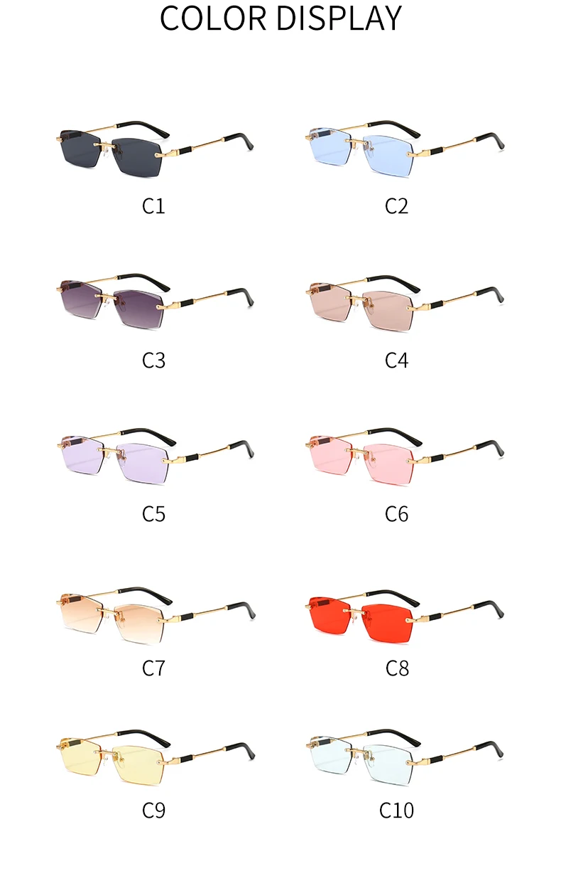 Sunglow Retro Small Rectangle Sunglasses Women,Rimless Square Sun Glasses,2021 Summer Style Female UV400,Fashion Accessories cute blue light glasses