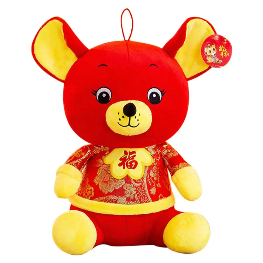 

2020 Chinese New Year Cute Rat Plush Toy Red Mascot Soft Zodiac Stuffed Plush Toy Blessing Souvenir Gift for Home Decortion