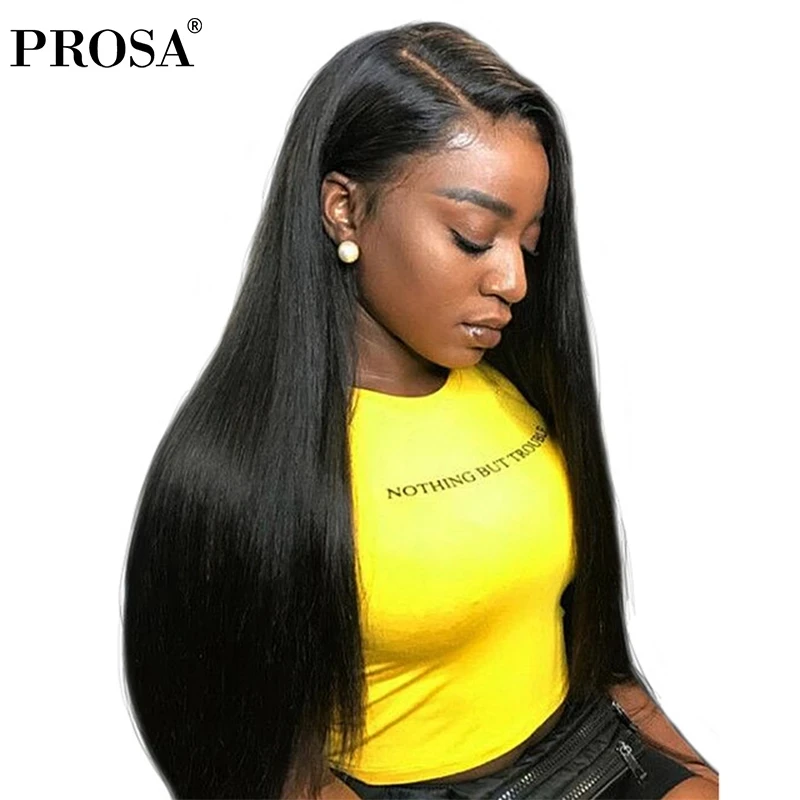 

13X6 Lace Front Human Hair Wigs For Women Black Pre Plucked 250% Density Brazilian Straight Lace Wig Human Hair Remy Prosa