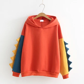 

2019 New Design Patchwork Women Autumn Hoodies Hooded Female Loose Casual Pullover Top Sweatshirt
