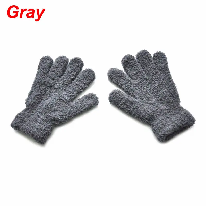 Gray Плюшевые коралловые перчатки для новорожденных; Зимние теплые детские перчатки; Детские эластичные варежки для мальчиков и девочек; перчатки для детей; для мальчиков и девочек - Цвет: Gray