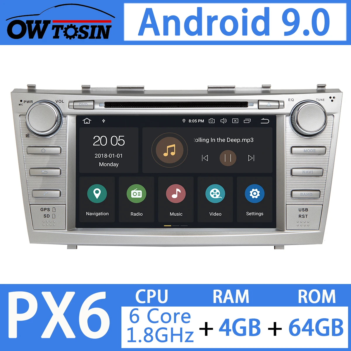 " 8 ядерный 4G+ 64G Android 9,0 PX6 автомобильный dvd-плеер для Toyota Camry 2006-2011 радио gps навигация головное устройство DSP CarPlay Авторадио