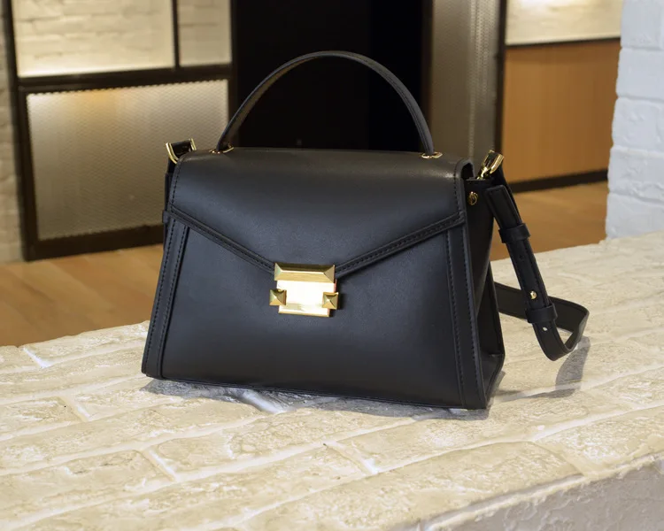 Женские сумки на одно плечо, посылка из натуральной кожи, цветные портативные роскошные сумки через плечо для женщин, дизайнерские - Цвет: black