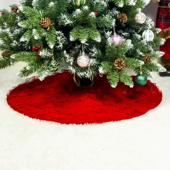 

Portable 80cm Christmas Tree Skirt Lace Xmas Tree Pleated Mat Accessories Home New Year Decoration Home Garden Supplies
