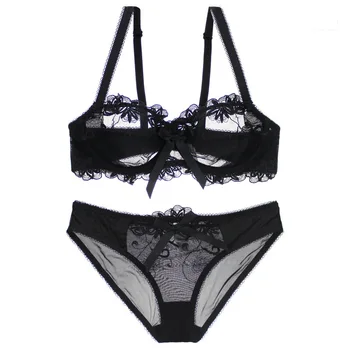 

Sexy Lace Bra Set Women transparent Underwear Set Push Up Bra Set Sexy Lcae Briefs Lingerie 3/4 Cup 70A 80B 85C 80C 80Ddropship