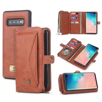 

Detachable Leather Wallet Casefor SamsungS10 Case Tri-Fold Magnetic Flip Diverse Card Slot Case for SamsungS9 Bracket Back Shell