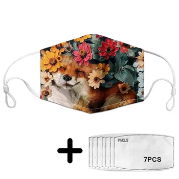 

Kids Mouth Mask Fox and Floral Print Girls Face Masks with PM2.5 Filters Anti-Dust Adjustable Earloop Easy Clean 2020 INS Style