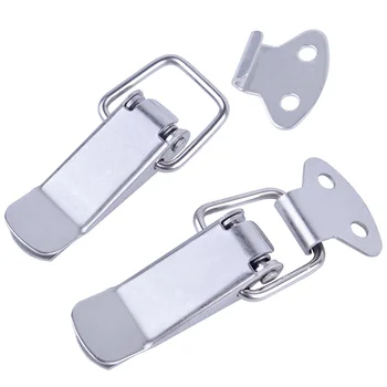 

4pcs/pack Spring Loaded Locking Toggle Latch For Closet Stainless Steel Buckle Clamp Hasp Hardware Clasp Cabinet Toolbox Catch