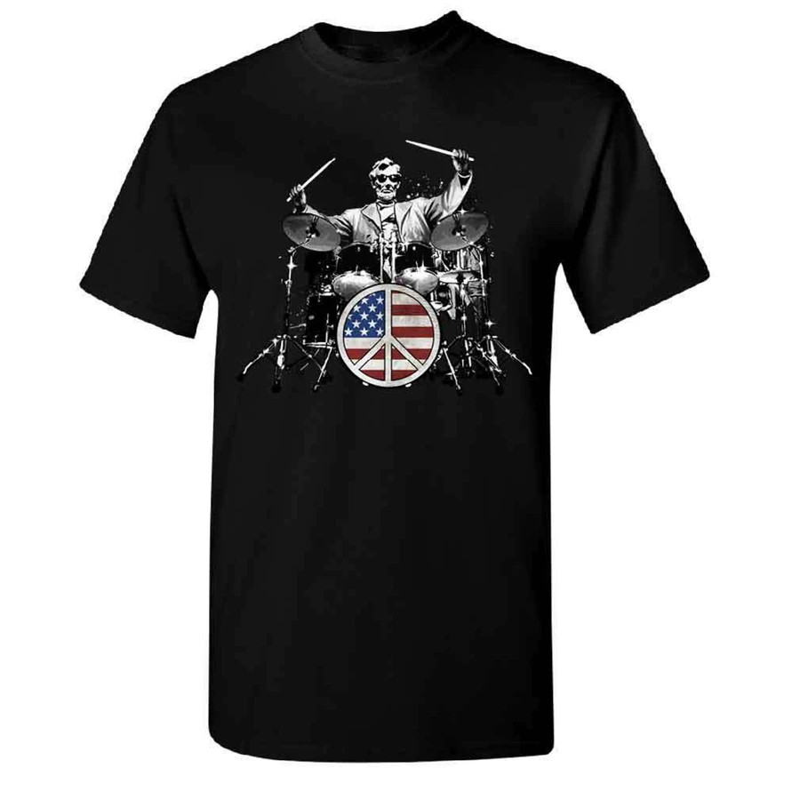 Abraham Lincoln Drummer Men'S футболка с флагом США 4 июля новые Забавные футболки унисекс |