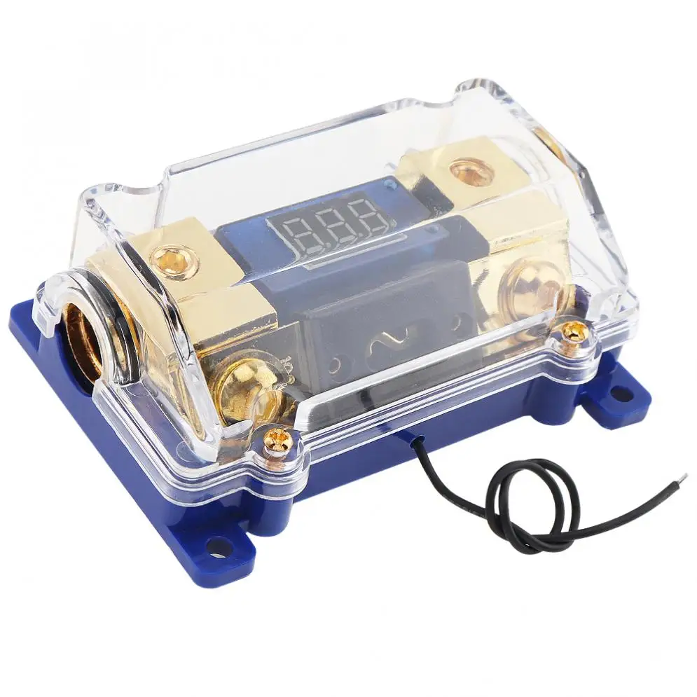 

Universal 100A Car Audio Power Fuse Box Holder Block with LED Voltage Display Audio Fuse Holder Portafusibles New