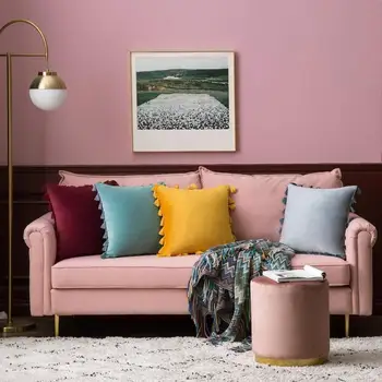 

Modern Luxury Velvet Cushion Cover with Tassel Solid Color Soft Square Pillow Covers Throw Pillowcase Sofa Bed Car Home Decor