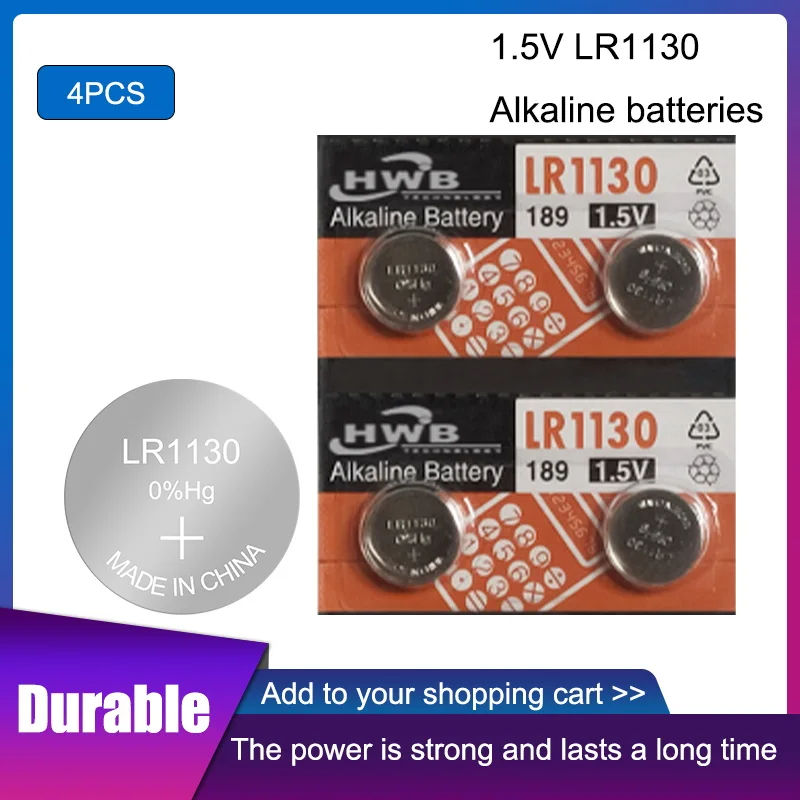 AG10 Battery 4pcs for Eaxell LR1130 LR54 Coin Button Cells 1.5V