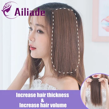 

AILIADE Long Straight Clip in Hair Extensions One Piece False Hair Hairpiece 100% Human Hair Brown Black for Women