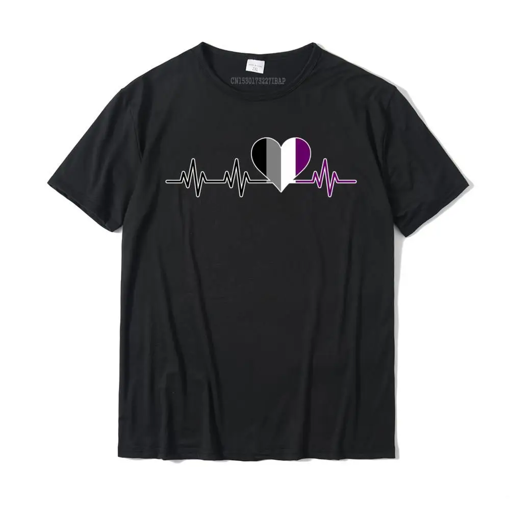 Gift New Coming Normal Tops T Shirt Crew Neck Labor Day 100% Cotton Short Sleeve Tshirts for Men Casual Clothing Shirt Asexual Pride Flag Heart Beat Heartbeat Hoodie Cute Ace__MZ23127 black