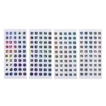 

8mm Label Numbers 1 to 200 Adhesive Stickers Sign for School Office Decoration